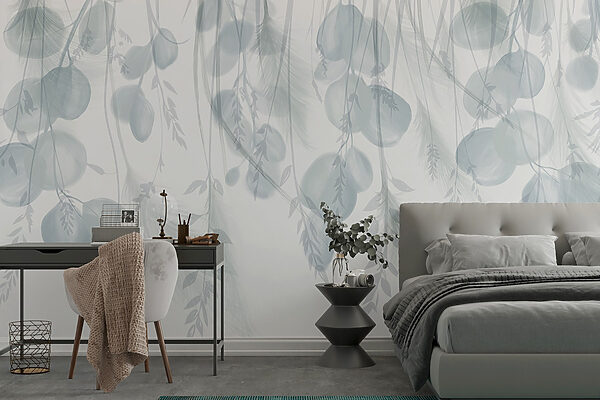 Witte en grijze achtergrond met veren en bloemen Witte en grijze achtergrond met veren en bloemen