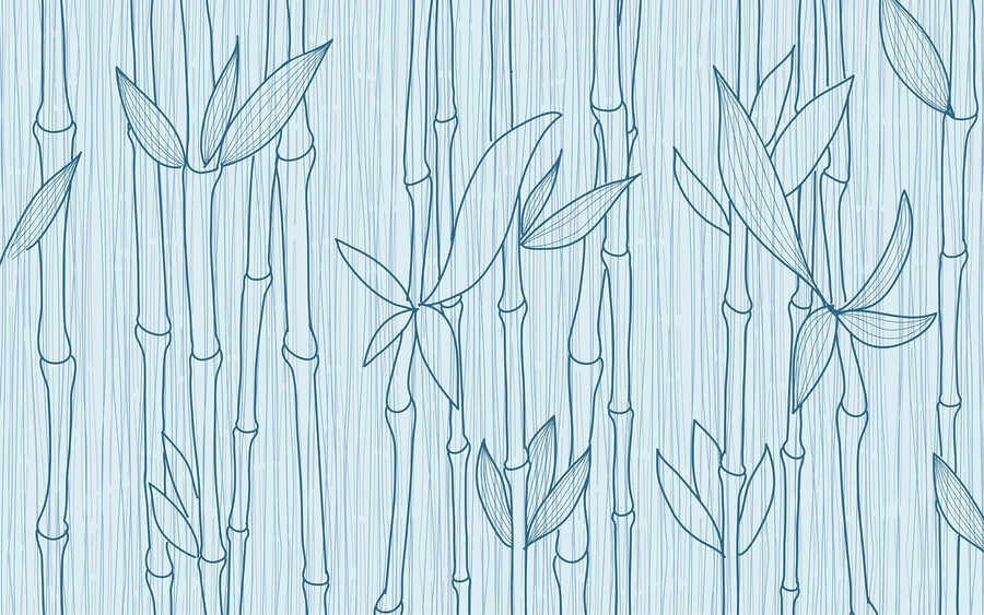Blauwe lijntekening van bamboe Blauwe lijntekening van bamboe