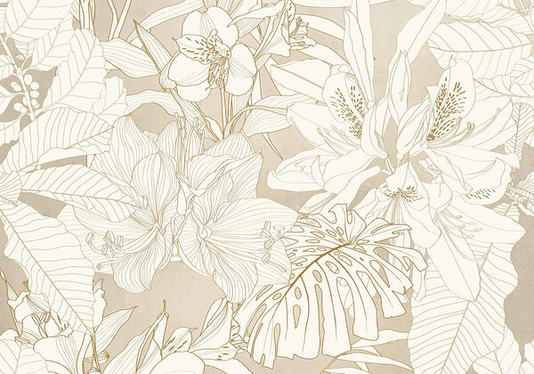 Behang met bloemen en bladeren Behang met bloemen en bladeren