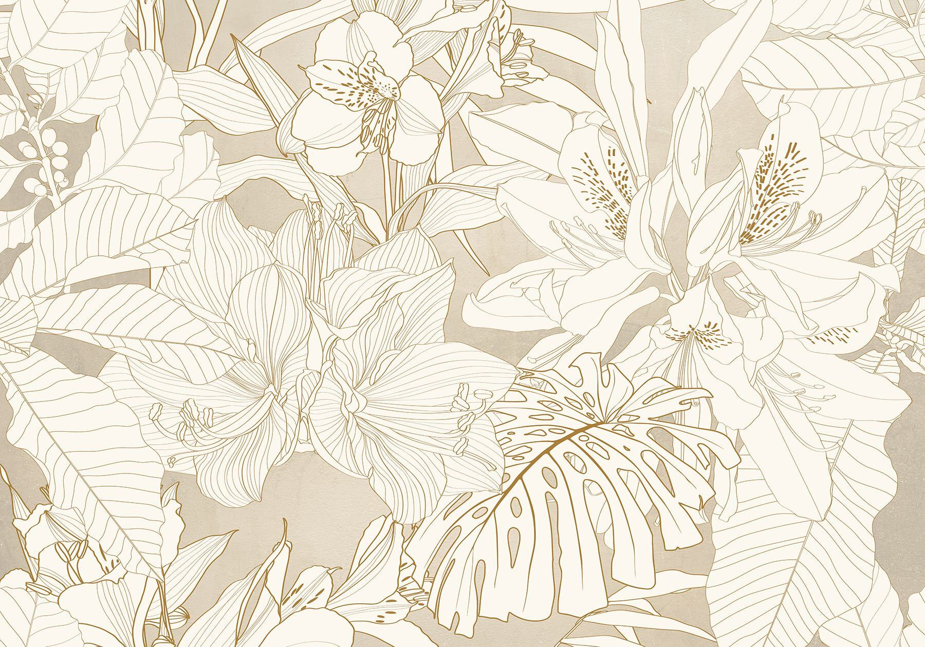 Wallpaper with flowers and leaves Wallpaper with flowers and leaves