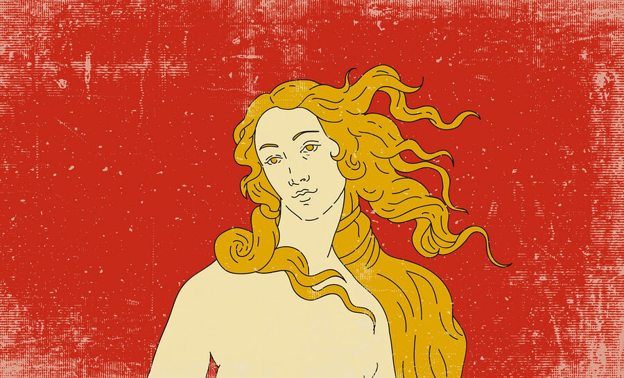 Tekening van een man met lang haar