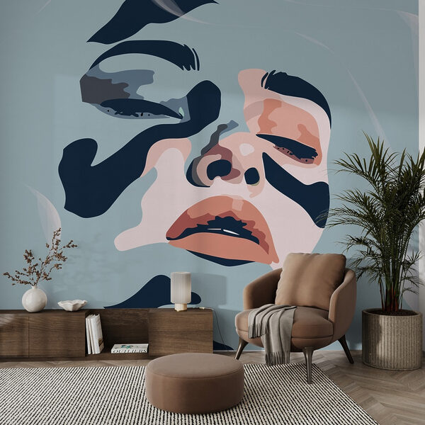 Vrouw’s gezicht met zwarte en blauwe verf Vrouw’s gezicht met zwarte en blauwe verf
