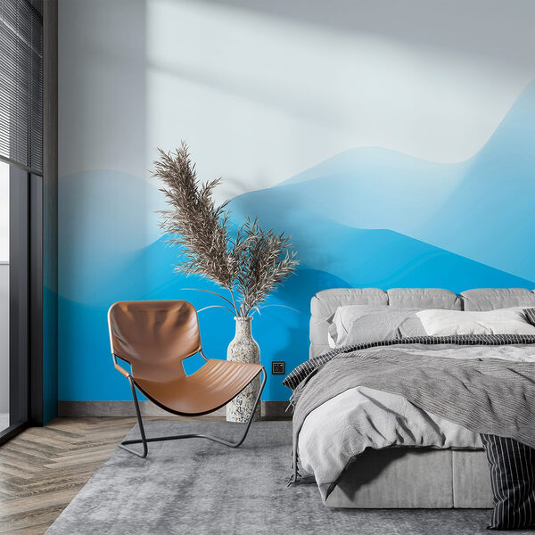 Blauwe en witte golvende lijnen Blauwe en witte golvende lijnen