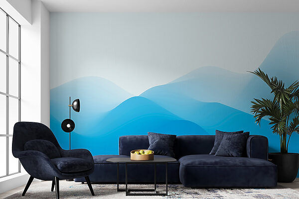 Blauwe en witte golvende lijnen Blauwe en witte golvende lijnen