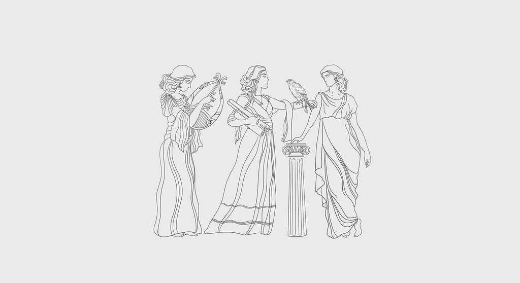 Lijntekening van vrouwen in jurken Lijntekening van vrouwen in jurken