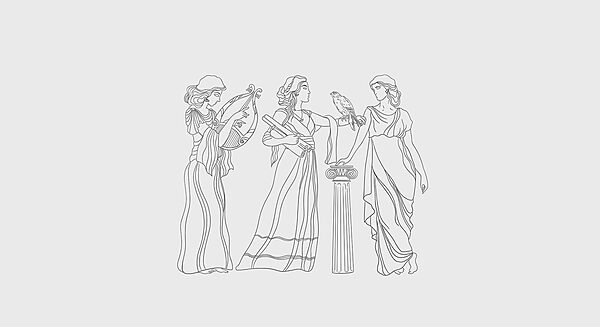 Lijntekening van vrouwen in jurken Lijntekening van vrouwen in jurken