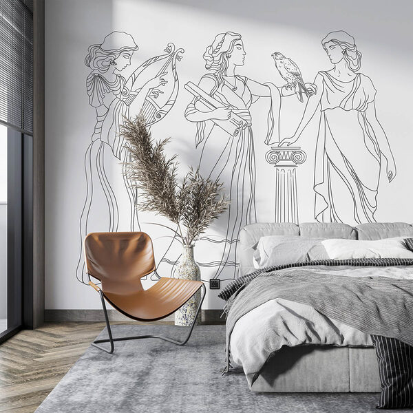 Lijntekening van vrouwen in jurken Lijntekening van vrouwen in jurken