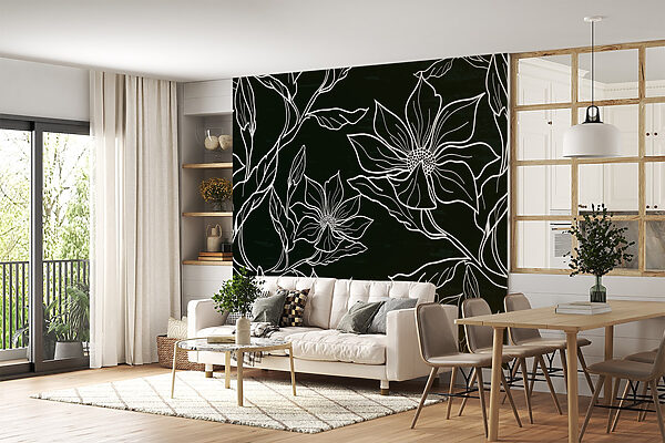 Zwart-wit bloemenpatroon Zwart-wit bloemenpatroon