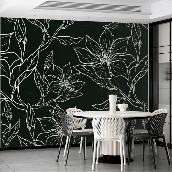 Zwart-wit bloemenpatroon Zwart-wit bloemenpatroon