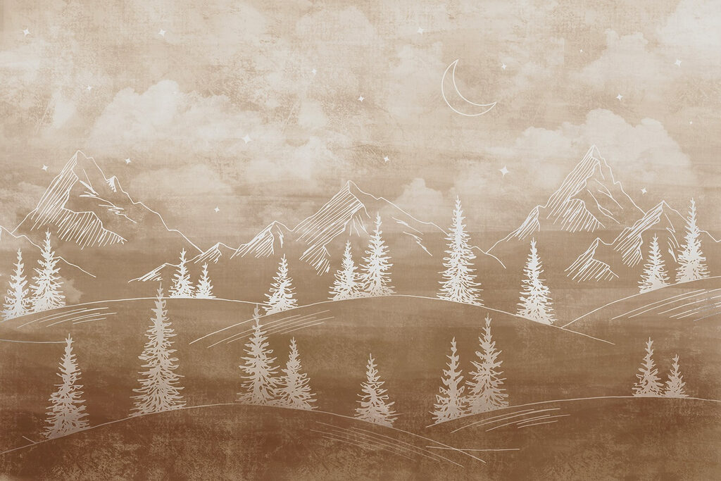 Landschap met bomen en bergen Landschap met bomen en bergen