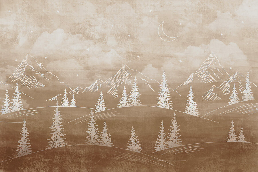 Landschap met bomen en bergen