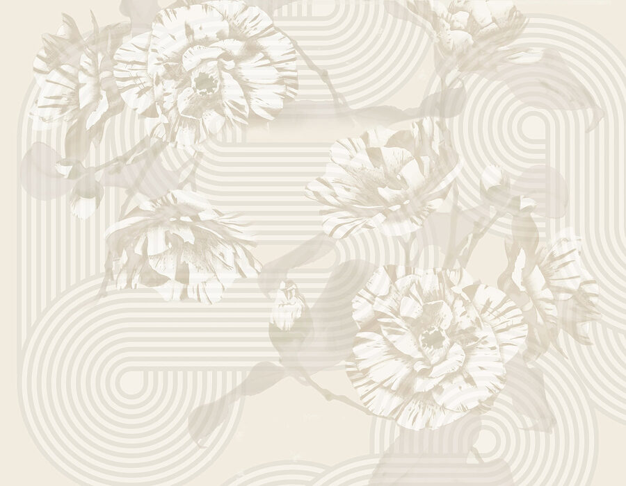 Gedempte bloemen met speelse patronen. Gedempte bloemen met speelse patronen.