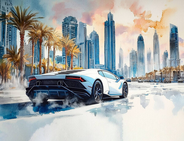 Schilderij van een witte sportwagen rijdend op een weg met palmbomen w01963p 600x460 - Schilderij van een witte sportwagen rijdend op een weg met palmbomen