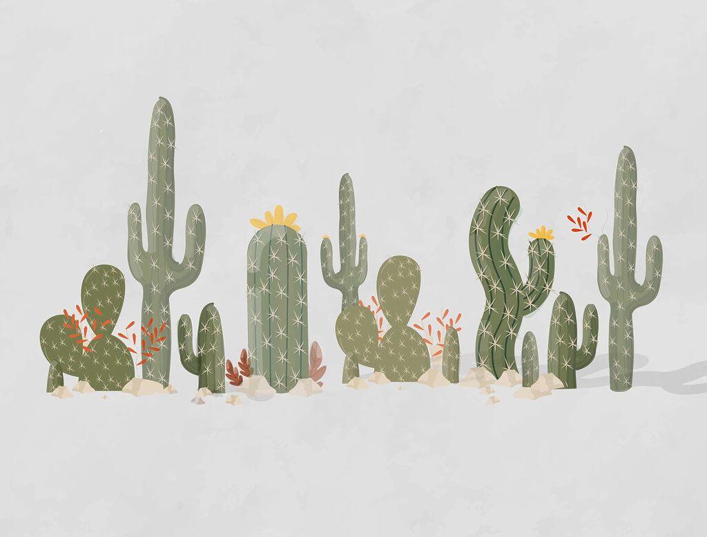 Groep cactussen op een rij Groep cactussen op een rij