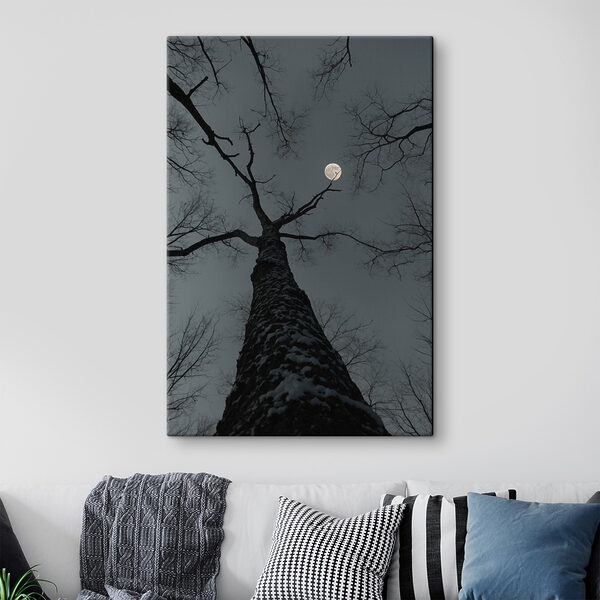Boom met de maan op de achtergrond Boom met de maan op de achtergrond