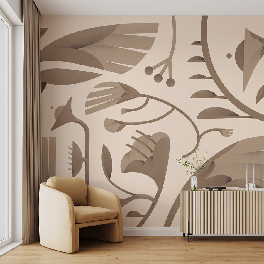 Fotobehang Op de natuur geïnspireerde abstracte vormen. - Afbeelding 2