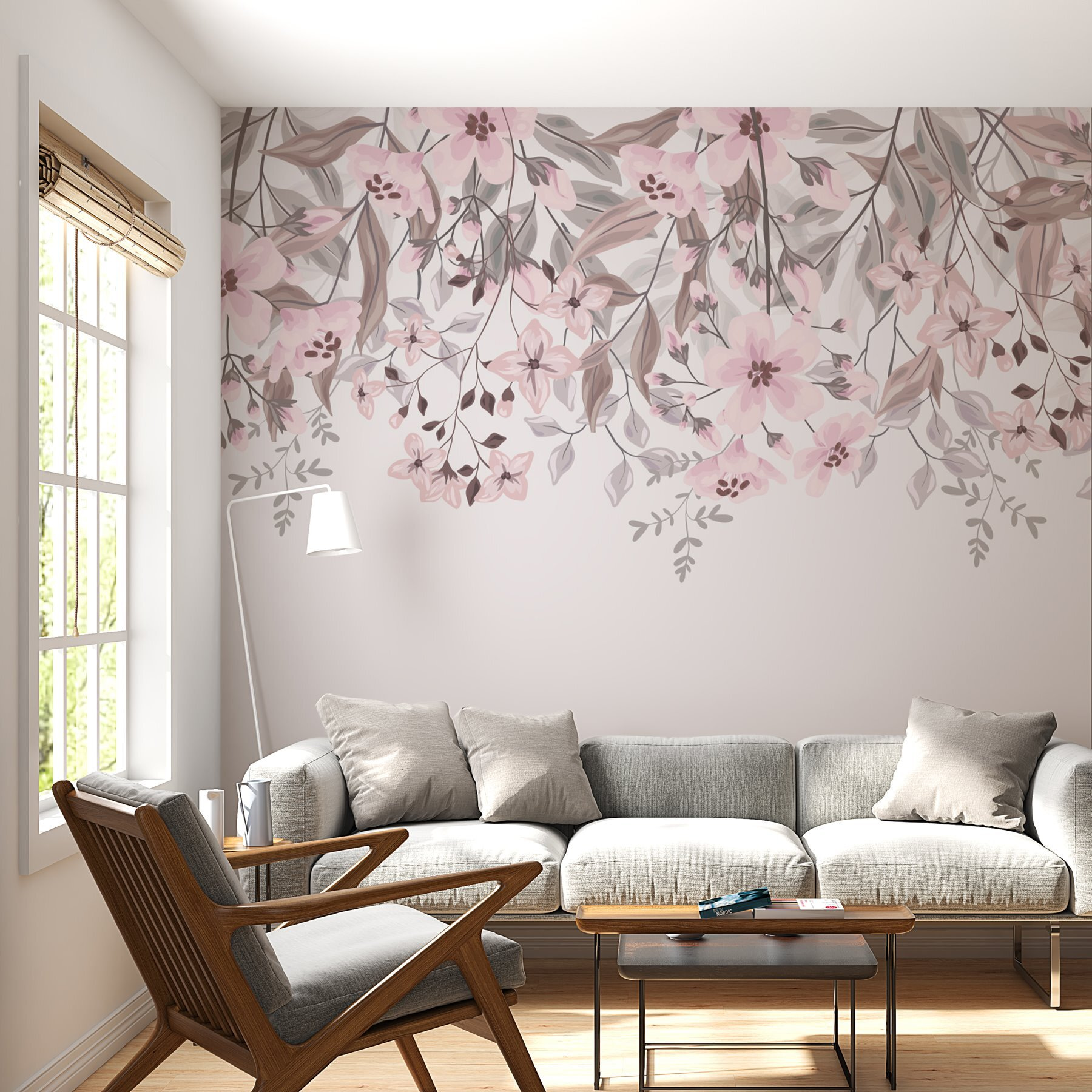 Pink flowers and leaves