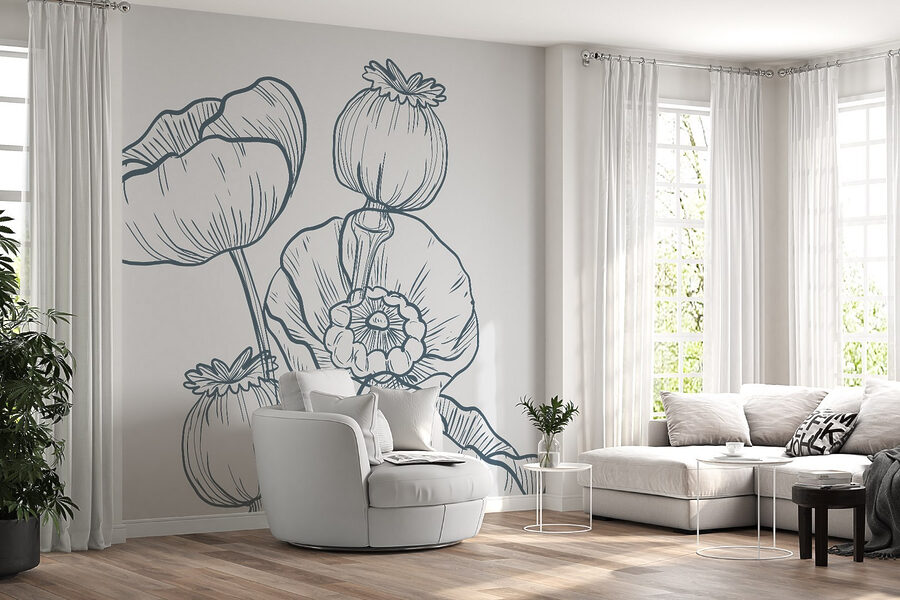 Tekening van bloemen en knoppen