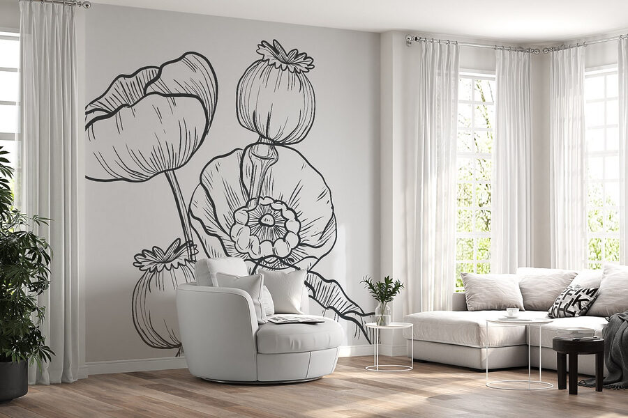 Tekening van bloemen op een witte achtergrond