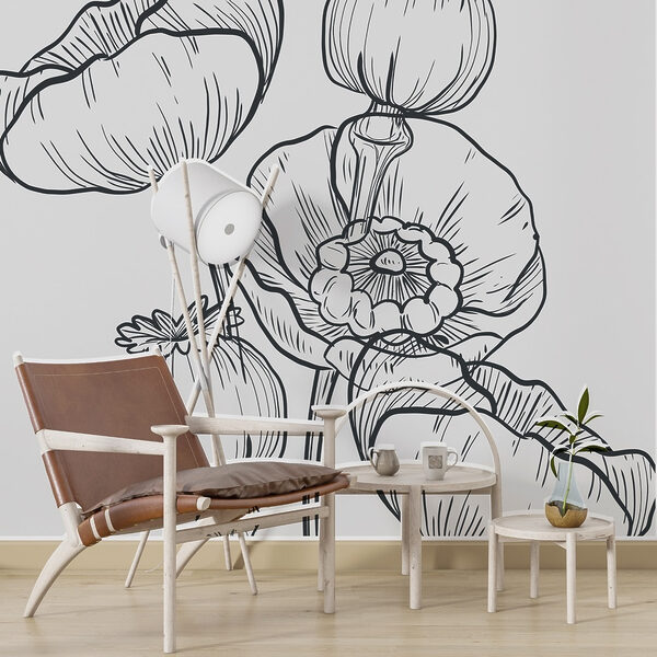 Tekening van bloemen op een witte achtergrond Tekening van bloemen op een witte achtergrond