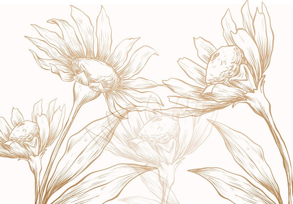 Tekening van bloemen en bladeren Tekening van bloemen en bladeren