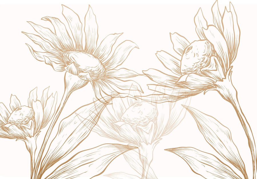 Tekening van bloemen en bladeren