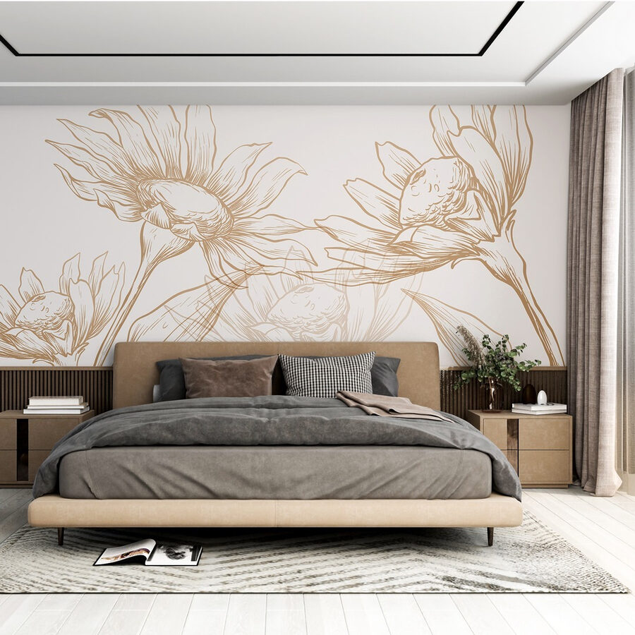 Tekening van bloemen en bladeren