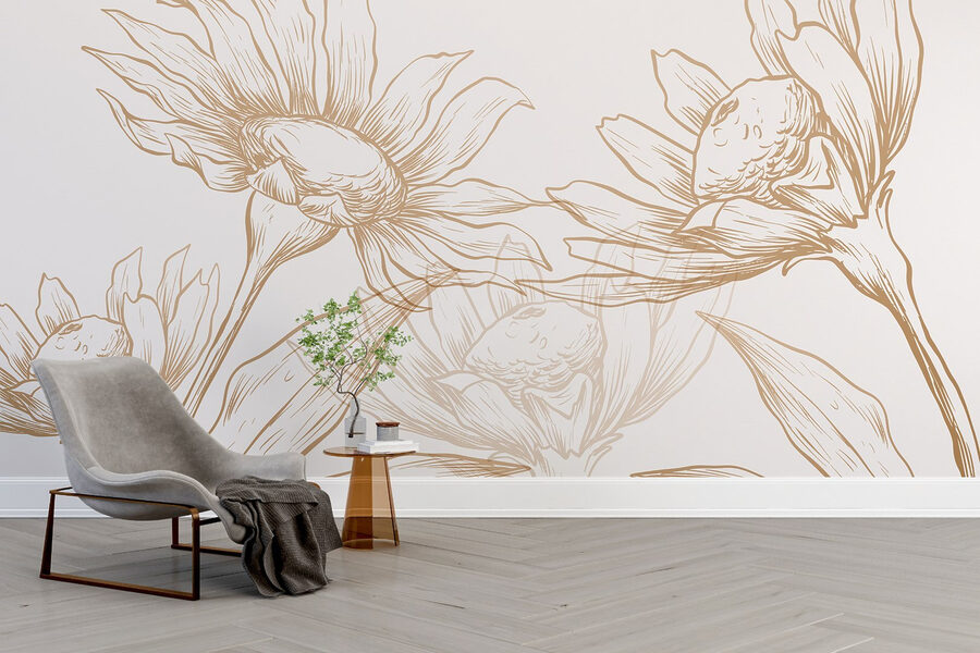 Tekening van bloemen en bladeren