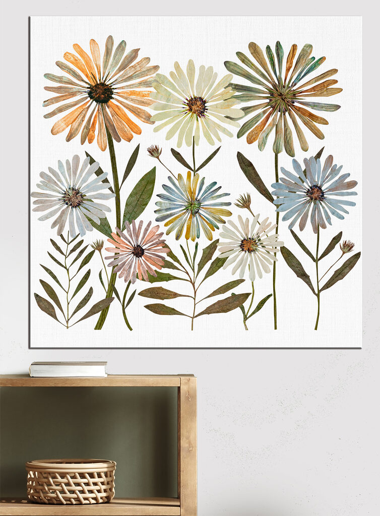 Group of flowers with leaves