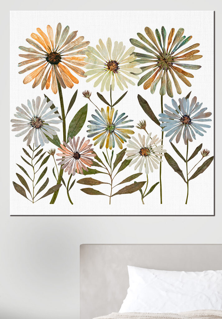 Group of flowers with leaves