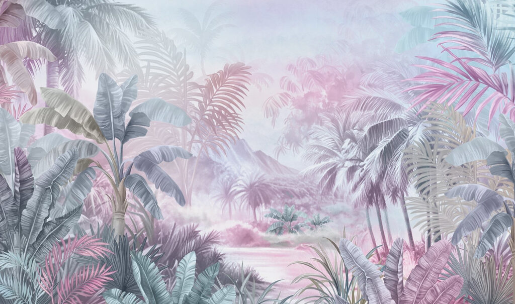 Schilderij van een bos met palmbomen Schilderij van een bos met palmbomen