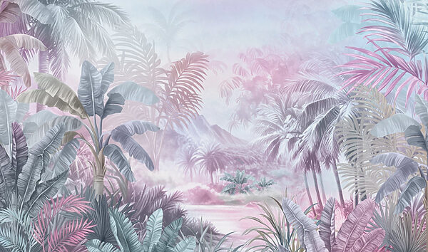 Schilderij van een bos met palmbomen Schilderij van een bos met palmbomen