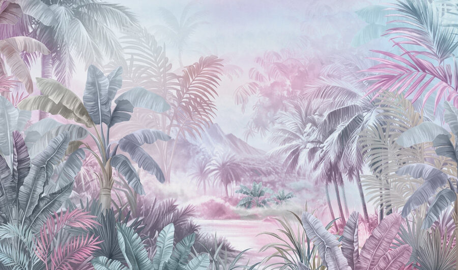 Schilderij van een bos met palmbomen