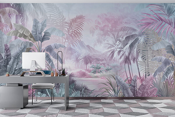 Schilderij van een bos met palmbomen Schilderij van een bos met palmbomen