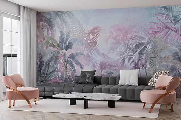 Schilderij van een bos met palmbomen Schilderij van een bos met palmbomen