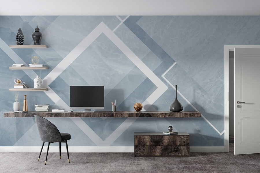 Blauwe en witte achtergrond met witte vierkanten en lijnen Blauwe en witte achtergrond met witte vierkanten en lijnen