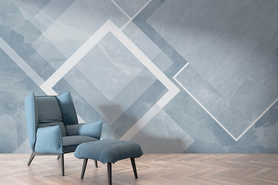 Blauwe en witte achtergrond met witte vierkanten en lijnen Blauwe en witte achtergrond met witte vierkanten en lijnen