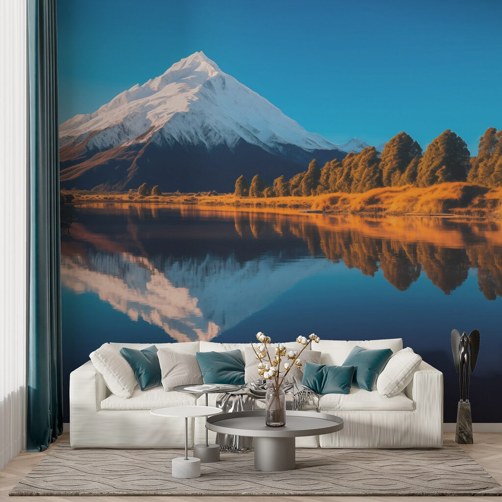 Mountain with trees and a body of water