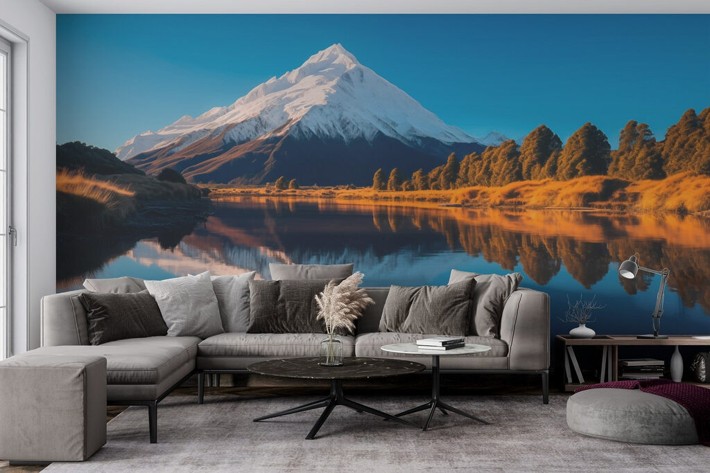 Mountain with trees and a body of water