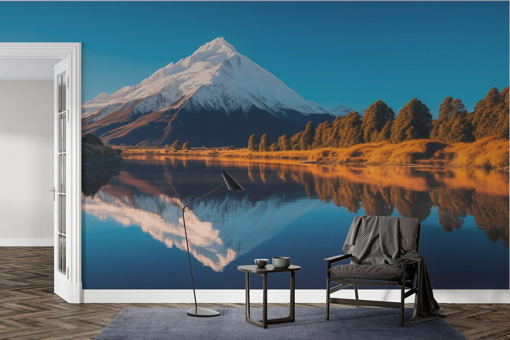 Mountain with trees and a body of water