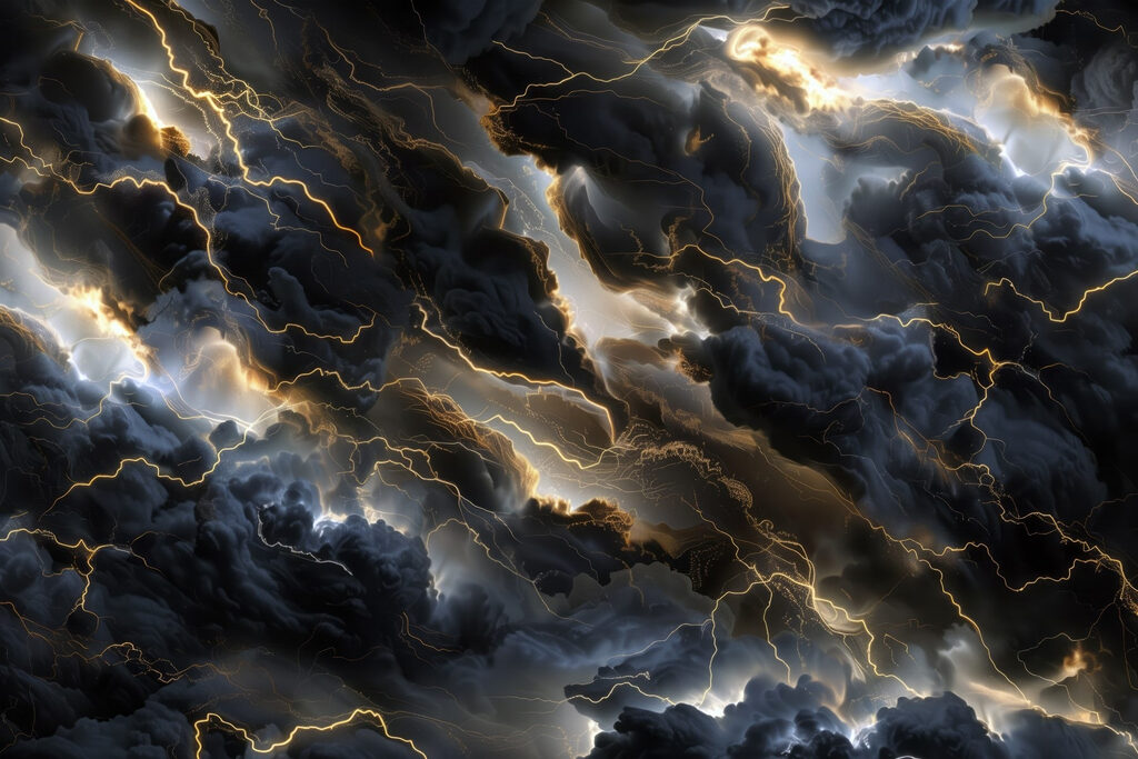 Zwarte wolken met bliksem Zwarte wolken met bliksem