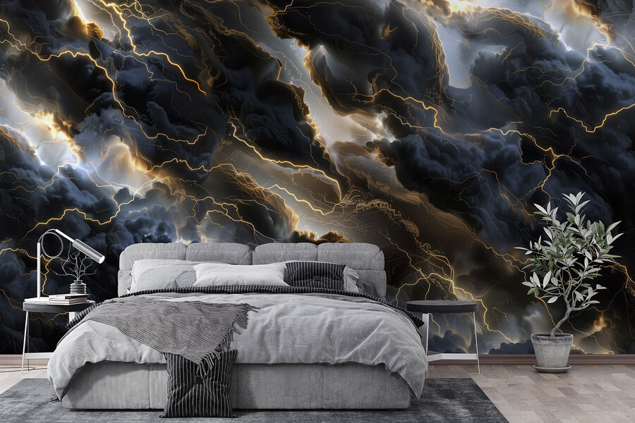 Black clouds with lightning Black clouds with lightning