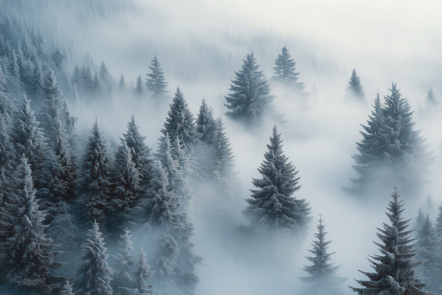 Groep bomen bedekt met sneeuw Groep bomen bedekt met sneeuw