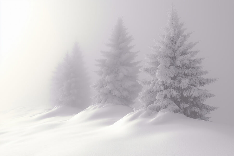 Groep bomen bedekt met sneeuw