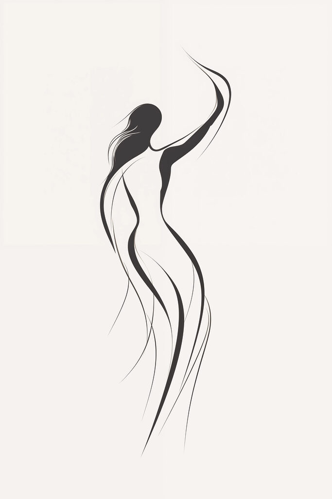 Black and white drawing of a woman