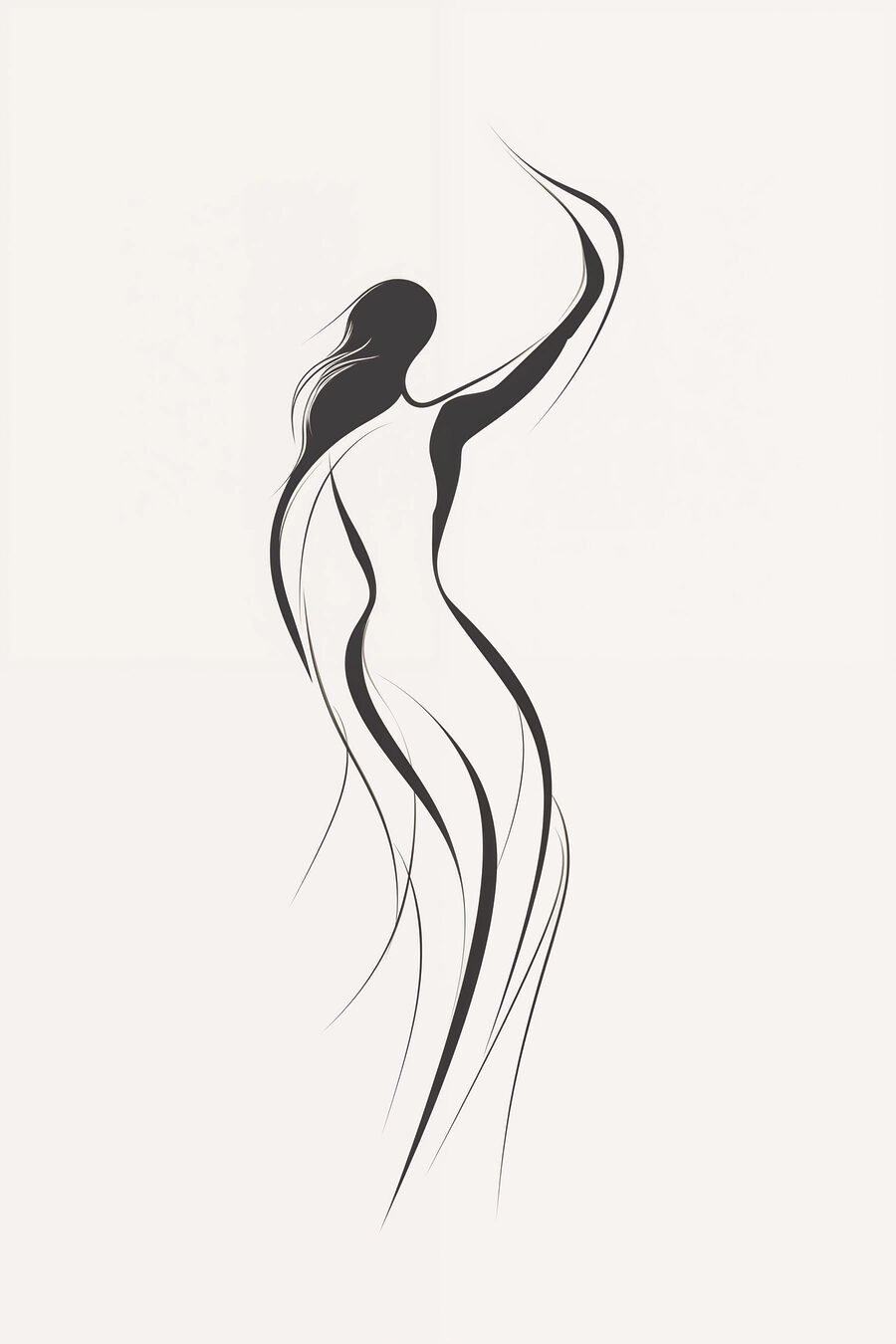 Zwart-wit tekening van een vrouw