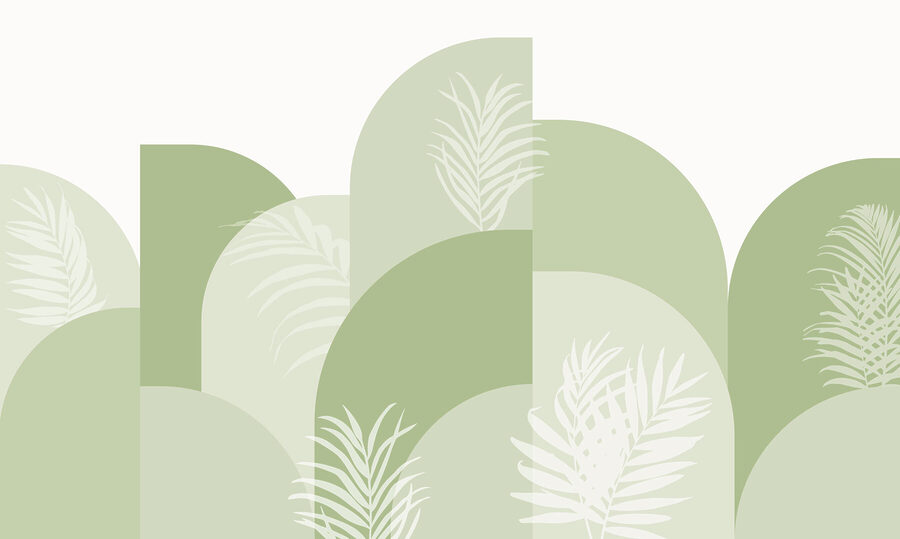 Groene en witte achtergrond met witte bladeren