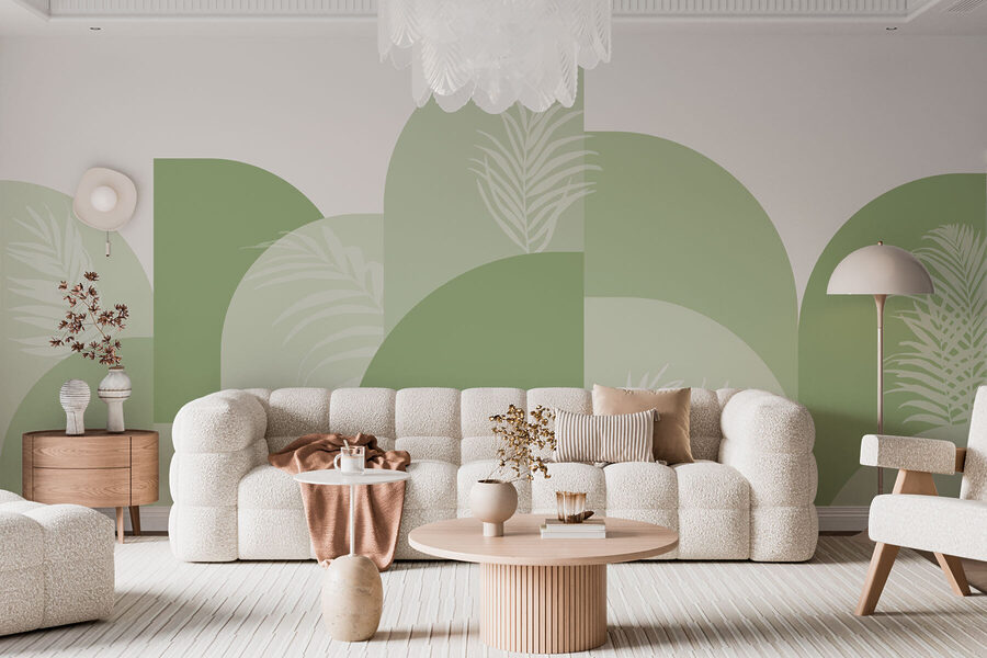Groene en witte achtergrond met witte bladeren