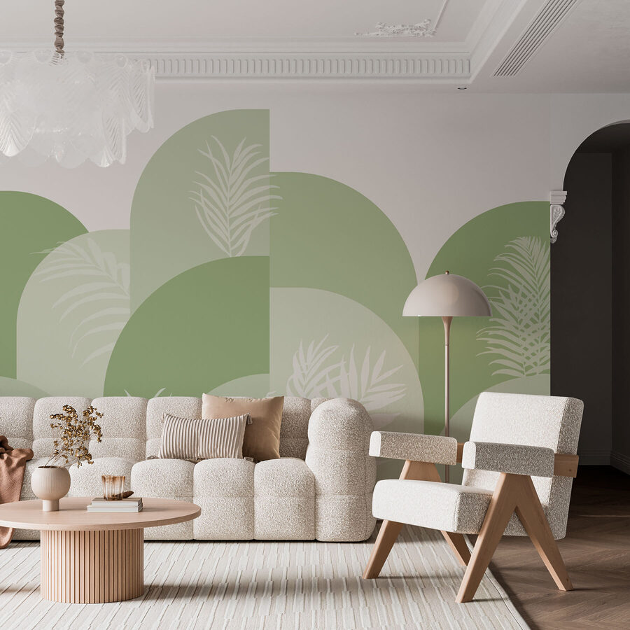 Groene en witte achtergrond met witte bladeren
