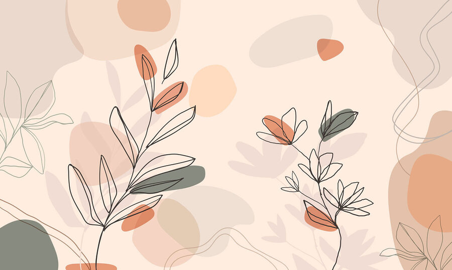 Tekening van bladeren en bloemen